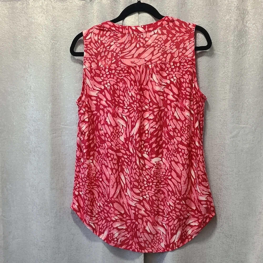 Notations Pink White Mandarin Collar Fun Design‎ Blouse Size M NWT - Picture 7 of 7